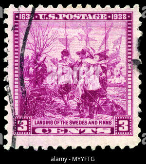 L'atterrissage des Suédois et des Finlandais de timbres-poste Banque D'Images