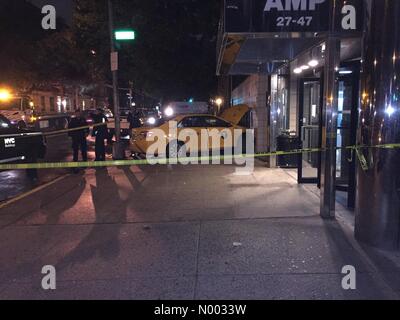 New York|, USA. 06Th Juin, 2015. Taxi écrasé dans le mur d'un hôpital de personnes âgées situé à Astoria, New York. Crédit : Brian0528/StockimoNews/Alamy Live News Banque D'Images