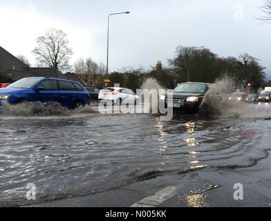 London Rd, Aylesford, Kent, UK. Jan 11, 2016. Une Land Rover Freelander 4x4 à travers des projections d'eau des crues sur l'A20 à Aylesford, près de Maidstone dans le Kent, UK Crédit : Matthew Richardson/StockimoNews/Alamy Live News Banque D'Images