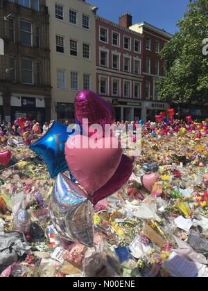 St Anns Square, Manchester, Royaume-Uni. 31 mai, 2017. Une mer de fleurs en mémoire des morts et blessés à Saint Anns Square Crédit : Manchester Rhodes/StockimoNews Ed/Alamy Live News Banque D'Images