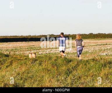 Harbour way, chidham, UK. 14Th sep 2017. uk météo : ensoleillé dans chidham. harbour way, chidham. Un beau début pour la journée sur la côte sud. joggers profitant de la météo à chidham près de Chichester dans le West Sussex. jamesjagger stockimonews crédit : //Alamy live news Banque D'Images