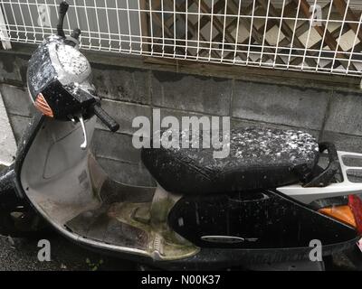 Tokyo, Japon. 22 janvier, 2018. Scooter de commencer à accumuler la neige à Tokyo. 22 janvier, 2018/StockimoNews Temiko : Crédit/Alamy Live News Banque D'Images