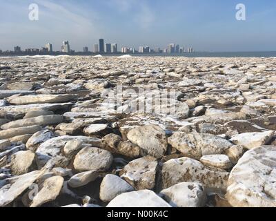 Plage de Montrose, Chicago, USA. 25 Jan, 2018. Plage de Montrose Chicago hiver Janvier/StockimoNews Crédit : ania/Alamy Live News Banque D'Images