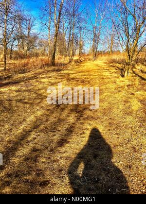 Waukesha, WI USA, 19 mars 2018, la plupart de la neige a fondu et le soleil brillait sur les sentiers du Centre Nature Retzer, dans le sud-est du Wisconsin/DianaJ StockimoNews/Alamy Crédit : Diana J./StockimoNews/Alamy Live News Banque D'Images