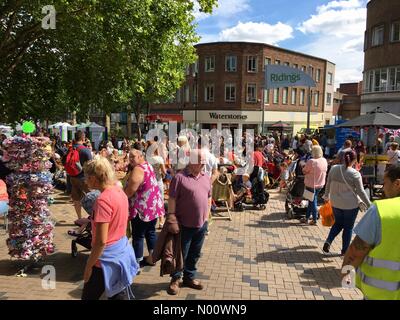 Météo Royaume-uni Wakefield, Yorkshire 11 Août 2018 Une après-midi avait lieu à Wakefield, dans le Yorkshire pour les familles qui bénéficient d'une plage et d'autres attractions dans le soleil de l'été. Banque D'Images