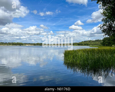 Frensham Great Pond, Farnham. 28th juin 2022. Météo au Royaume-Uni : intervalles ensoleillés à Farnham. Frensham Great Pond, Farnham. 28th juin 2022. Temps chaud dans les comtés de la maison cet après-midi. Intervalles ensoleillés à Frensham Great Pond près de Farnham, Surrey Credit: Jamesjagger/StockimoNews/Alamy Live News Banque D'Images