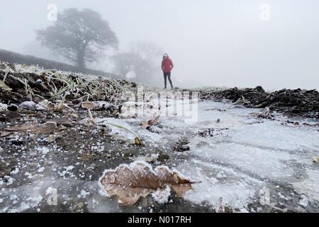 Météo au Royaume-Uni : Raich Keene s'est enveloppé de chaleur lors d'une promenade matinale glaciale à Dunsford à Devon, au Royaume-Uni. 11 décembre 2022. Credit nidpor/Alamy Live News Credit: Nidpor/StockimoNews/Alamy Live News Banque D'Images