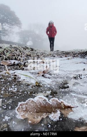 Météo au Royaume-Uni : Raich Keene s'est enveloppé de chaleur lors d'une promenade matinale glaciale à Dunsford à Devon, au Royaume-Uni. 11 décembre 2022. Credit nidpor/Alamy Live News Credit: Nidpor/StockimoNews/Alamy Live News Banque D'Images