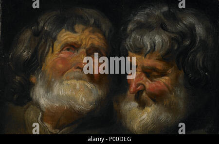. Anglais : Deux études de la tête d'un vieil homme . vers 1630 52 Jacob Jordaens - Deux études de la tête d'un vieil homme - 93,53 - Minneapolis Institute of Arts Banque D'Images