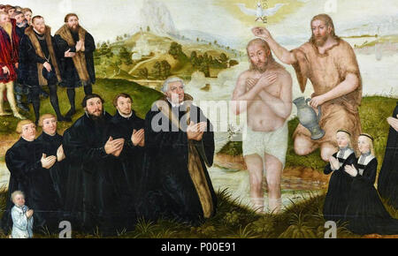 . Anglais : Lucas Cranach le jeune : épitaphe pour Johannes Bugenhagen et sa famille, montrant le Baptême du Christ, Stadtkirche Wittenberg, détail . 1560. Lucas Cranach le jeune (1515-1586) Allemand Description peintre, graveur et homme politique date de naissance/décès 4 octobre 1515 au 25 janvier 1586 Lieu de naissance/décès Lutherstadt Wittenberg Lutherstadt Wittenberg Renaissance Période de travail lieu de travail Lutherstadt Wittenberg contrôle d'autorité : Q170339 : VIAF ?24706489 ISNI : ?0000 0001 2277 5534 ULAN : ?500017755 RCAC : ?n80131754 : WGA ?CRANACH, Lucas le Johannes-Bugen WorldCat plus jeunes 55 Banque D'Images