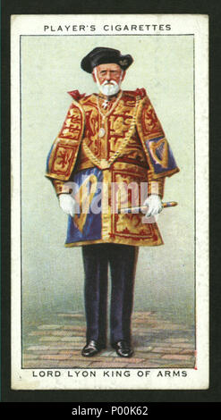 . Anglais : Player's cigarettes. Série Coronation, tenue de cérémonie : Francis Grant, la fr:Lord Lyon, roi d'armes . circa 1937. Inconnu : John Player & Sons 84 cigarettes Player's Lord Lyon, roi d'armes Banque D'Images