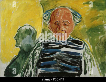 . Anglais : Edvard Munch's self-portrait portant un pull à rayures, peint en 1940-1944. . Entre 1940 et 1944. Edvard Munch (1863-1944) Noms alternatifs E. Munch ; ?dvard Munk ; Edward Munch Munch Eduard Munch ; ; ; edv. munch ; Edward Munch Description graphiste et peintre norvégien Date de naissance/décès 12 Décembre 1863 23 janvier 1944 Lieu de naissance/décès Løten (Norvège) Ekely (Norvège) période de travail 1883-1944 lieu d'Oslo, Paris, Berlin, Lübeck, Nice, Ekely Kragerø, contrôle d'autorité : Q41406 : VIAF ?61624802 ISNI : ?0000 0001 2135 7541 ULAN : ?500032949 RCAC : ?n NLA79006348 Banque D'Images