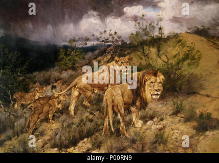 . Une famille de lions . Date inconnue 103 Vastagh une famille de Lions Banque D'Images