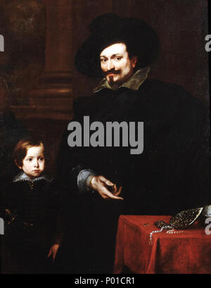 . Italiano : Ritratto del gioielliere Pucci con il figlio . 1623-27. Antoon van Dyck - Genova, Musei di Strada Nuova - Palazzo Rosso 89 Ritratto del gioielliere Pucci con il figlio Banque D'Images