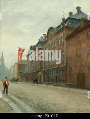 . Dansk : Peter Tom-Petersen Kompagnis (1861-1926) Asiatisk bygning formodentlig laerred 1888 runt på Olie. 42 x 35. Privat eje 6 Strandgade PTP - Kompagnis Bygning Asiatisk Banque D'Images