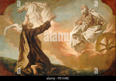 Peinture ; huile sur toile ; total : 174,6 x 264,8 cm (68 3/4 x 104 1/4 in.) produits : 207 x 302,3 x 10,1 cm (81 1/2 x 119 x 4 in.) ; 8 Élie reprise dans un char de feu E11216 Banque D'Images