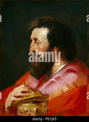 Sir Peter Paul Rubens et Studio, chef de l'un des trois rois : Melchior, le roi assyrien, Flamand, 1577 - 1640, ch. 1618, huile sur panneau transférée à toile, Chester Dale Collection 11 La tête de l'un des Trois Rois Melchior, le roi assyrien E10676 Banque D'Images