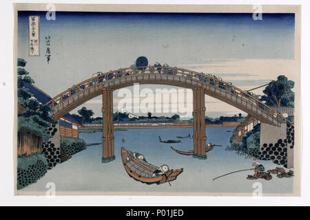 . Anglais : Katsushika Hokusai (1760-1849), le Mont Fuji vu du dessous Men's Bridge (1829-1833). Collection d'estampes japonaises de centre Céramique, Maastricht, Pays-Bas . 25 novembre 2014. Katsushika Hokusai (1760-1849) 13 Katsushika Hokusai (1760-1849), de la Fuji gezien van onder de Mannenbrug Banque D'Images