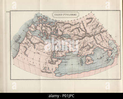 . Anglais : Ptolémée's World : une carte du monde basée sur la première projection de Ptolémée et les descriptions dans sa géographie, à partir de Samuel Butler's Atlas de géographie ancienne et classique. Réimprimé 1907 .. Samuel Butler 17 Ptolomaei Orbis Banque D'Images