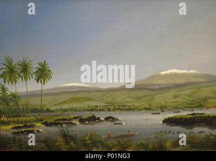 . 'Hilo de la baie", huile sur toile, Honolulu Museum of Art, adhésion 7065.1 . 1852 '4' de la baie de Hilo, huile sur toile par James Gay Sawkins, 1852, Banque D'Images