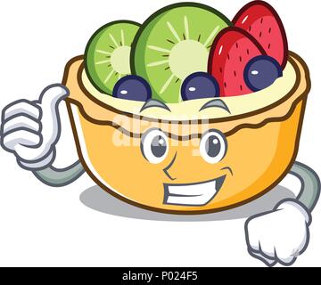 Thumbs up cartoon caractère tarte aux fruits Illustration de Vecteur