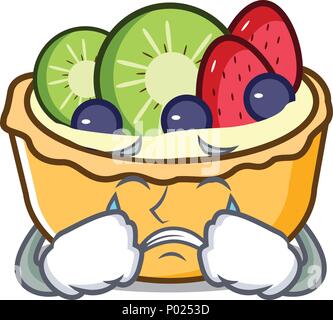 Tarte aux fruits pleurer mascot cartoon Illustration de Vecteur