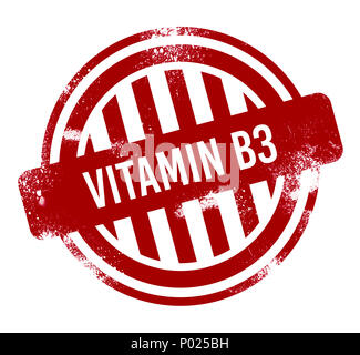 La vitamine B3 - bouton rouge grunge, stamp Banque D'Images