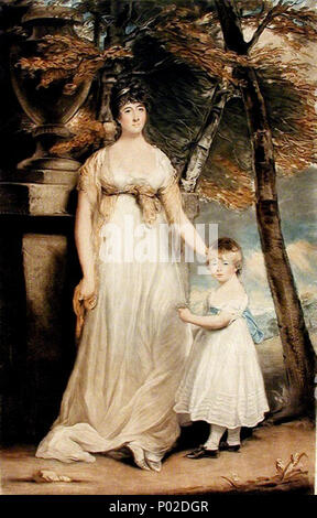 . Lady Georgiana Charlotte Bertie (1764-1838) a été l'épouse de George Cholmondeley, 1er marquis de Cholmondeley et mère de l'honorable Henry Cholmondeley . Anglais : Portrait de Charlotte Cholmondeley et fils Henry . 1805 19 Charles Turner04 Banque D'Images