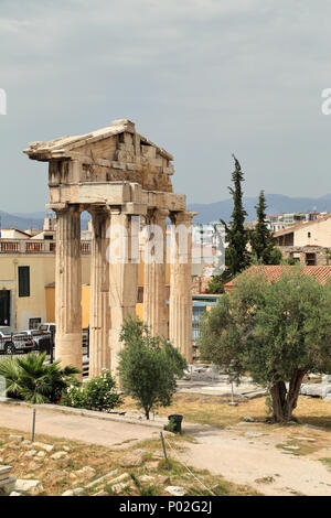 Gate d'Athéna Archegetis, Agora romaine, Athènes Banque D'Images