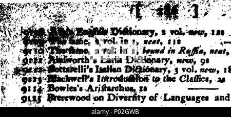 . Anglais : fleuron de livre : un catalogue de rare, splendide, et livres précieux, dans chaque direction générale de la littérature courtoise ; y compris l'ensemble de bibliothèques de la Rev. Harvey, La Fayette ... aussi du Révérend Henry Putman, ... La vente débutera le 19 février, 1798, par John White, ... 31 Un catalogue de rare, splendide, et livres précieux, dans chaque direction générale de la littérature courtoise ; y compris l'ensemble de bibliothèques de la Rev Fleuron T061374-3 Banque D'Images