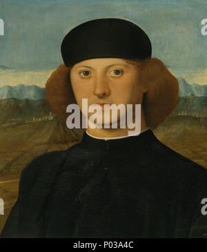 . PORTRAIT D'UN JEUNE HOMME, qu'on croit être ALVISE DE FRANCESCHI . circa 1505 212 Marco Basaiti, PORTRAIT D'UN JEUNE HOMME, qu'on croit être ALVISE DE FRANCESCHI ca. 1505, coll. Banque D'Images