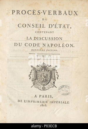 5 Procès-verbaux du conseil d'Etat, contenant la discussion du Code Napoléon Banque D'Images