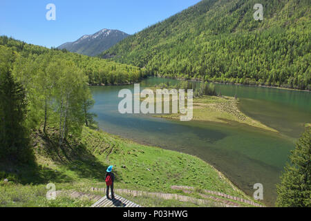 Superbe paysage du nord au Parc National du lac Kanas, Xinjiang, Chine Banque D'Images