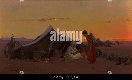 6 Abraham Hermanjat, Campement de bédouins au crépuscule, FAH-ACQ2010-001-Copie Banque D'Images