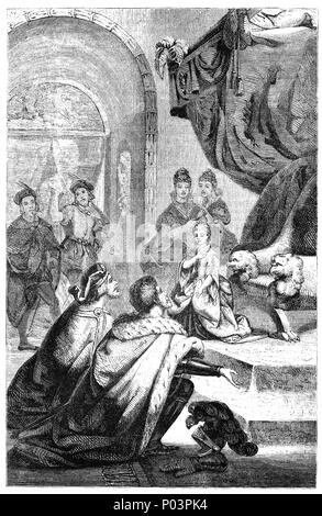 Les fiançailles d'Isabelle, fille de Charles VI de France, au roi Richard II en 1396. Avec la stabilité nationale secured, Richard a commencé à négocier une paix durable avec la France et d'une trêve a été convenu, qui devait durer 28 ans. Dans le cadre de la trêve, Richard a accepté d'épouser Isabelle, fille de Charles VI de France, lorsqu'elle est venue de l'âge. Il y avait quelques doutes sur les fiançailles, en particulier parce que la princesse a alors que six ans, et donc ne serait pas en mesure de produire un héritier au trône d'Angleterre depuis de nombreuses années. Banque D'Images
