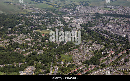 Vue aérienne de la ville de Buxton, dans le Derbyshire, Royaume-Uni Banque D'Images