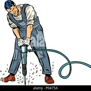 Working Man avec marteau-piqueur Illustration de Vecteur