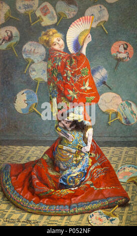 La Japonaise, Camille Monet en costume japonais, Claude Monet, 1876, Musée des beaux-arts de Boston, Mass., USA, Amérique du Nord Banque D'Images