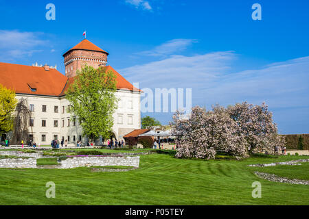 Cracovie, Pologne - 21 avril 2017 : les gens marcher au territoire du château de Wawel Banque D'Images