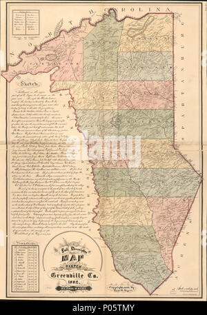 . Anglais : Indique les noms des propriétaires fonciers et des municipalités. Illustré de secours par les contours. La propriété de la Terre, cartes LC 837 comprend le texte et la liste des cantons. Accessible également sur le site Web de la Bibliothèque du Congrès comme une image raster. LC copier : altération de la coloration à l'imparfait et le long des lignes, monté sur un chiffon. . Un descriptif complet la carte et croquis de Greenville Co.. 1882. Kyzer, Paul 101 une carte descriptif complet et un dessin de Greenville Co. LOC 2013593123 Banque D'Images