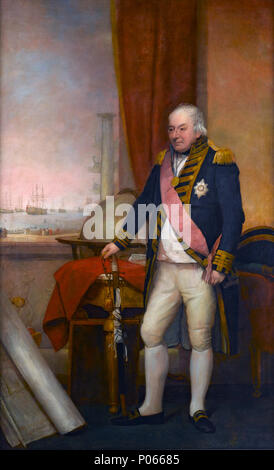 . Anglais : Un portrait en pied à gauche dans l'admiral's full-uniforme, 1795-1812, portant le ruban et star de la baignoire et la médaille de St Vincent. L'amiral John Jervis (1735-1823), 1 Comte de St Vincent *huile sur toile 237,5 x 147,5 cm *1806 *19 Earl st vincent dans la vieillesse Banque D'Images