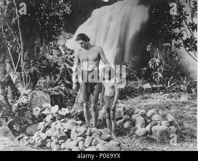 Titre original : TARZAN TROUVE UN FILS !. Titre en anglais : TARZAN TROUVE UN FILS !. Film Directeur : RICHARD THORPE. Année : 1939. Stars : Johnny SHEFFIELD ; Johnny Weissmuller. Credit : M.G.M / Album Banque D'Images