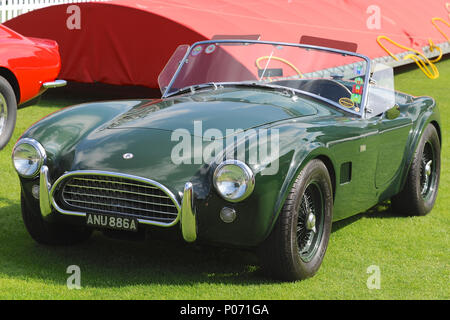 Londres, Royaume-Uni, 8 juin 2018. Un 1963 AC Cobra sur l'affichage à la ville Concours Motoring Garden Party dans les jardins de l'honorable compagnie d'artillerie de siège, du City of London, Royaume-Uni. Crédit : Michael Preston/Alamy Live News Banque D'Images