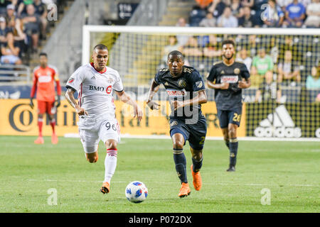 Chester, Pennsylvanie, USA. 8 juin, 2018. RAYMON de l'Union (28) dans le GADDIS action contre le Toronto FC au stade de l'énergie Talen Chester Ohio Crédit : Ricky Fitchett/ZUMA/Alamy Fil Live News Banque D'Images