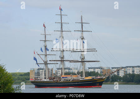 Sail Training Ship Stad Amsterdam arrive sur la Tamise sur une croisière de formation à la voile de l'éducation Banque D'Images