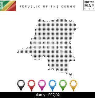 La carte à points vecteur de la République du Congo. Simple Silhouette de République du Congo. Drapeau République du Congo Illustration de Vecteur