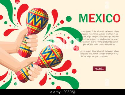 Vector illustration de mains courantes colourful maracas. Maracas paire télévision icône. Maracas mexicaine cartoon style. Vector illustration sur fond beige. Site Web Illustration de Vecteur