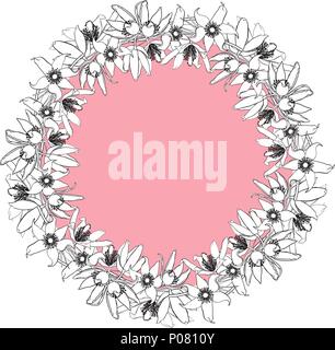 Hand drawn vintage floral frame ronde. Illustration de Vecteur