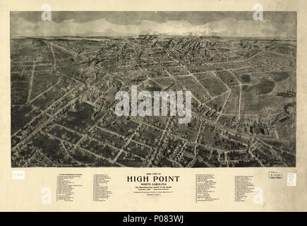 . Anglais : perspective site pas à l'échelle. Bird's-eye-view. ", Publié et protégé par copyright 1913 par J.J. Farris High Point, N.C.' 'Charles Hart Litho. N.Y.' LC cartes panoramique (2e éd.), 665 accessible également sur le site Web de la Bibliothèque du Congrès comme une image raster. L'usine comprend "références et index.' Vault AACR2 : 651/1 710/1 ; . Aero vue de High Point, Caroline du Nord. 1913. Fowler, T. M. Thaddeus (Mortimer) ; Hart, Chas. (Charles) ; Fowler, T. M. 270 Aero vue de High Point, Caroline du gm71005374 LOC Banque D'Images