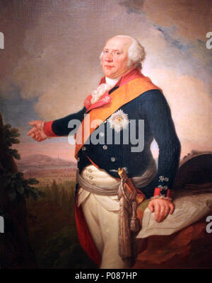 . Deutsch : König Friedrich Wilhelm II von vor Preußen Frankfurt am Main English : Portrait du roi Frédéric-Guillaume II de Prusse (1744-1797) avec une étoile de l'ordre prussien de l'Aigle noir, sa main gauche posée sur une carte de Francfort, un paysage avec l'armée prussienne campèrent en dehors de Francfort Italiano : Federico Guglielmo II di la Prusse . 1794191797 Frisch Friedrich Wilhelm II von Preussen anagoria Banque D'Images